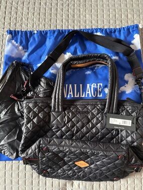 MZ Wallace Black Quilted Nylon Tote with Shoulder Strap